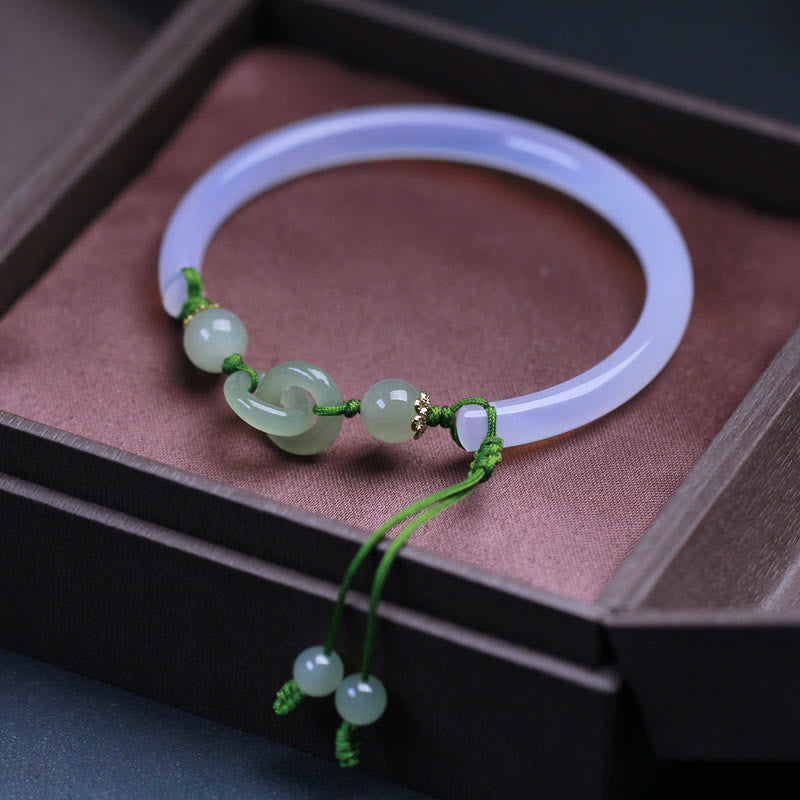 Bracelet en perles de jade Hetian en agate blanche naturelle de Buddha Stones entrelacées - image 2