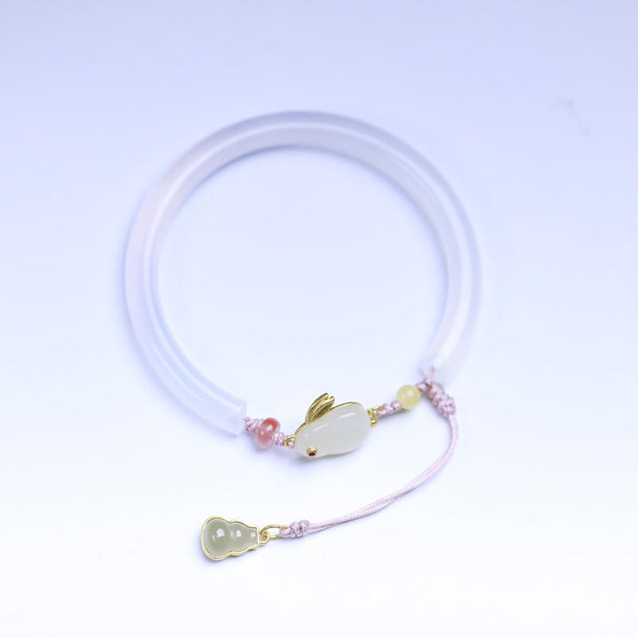 Bracelet jonc positif en jade blanc Hetian en Buddha Stones