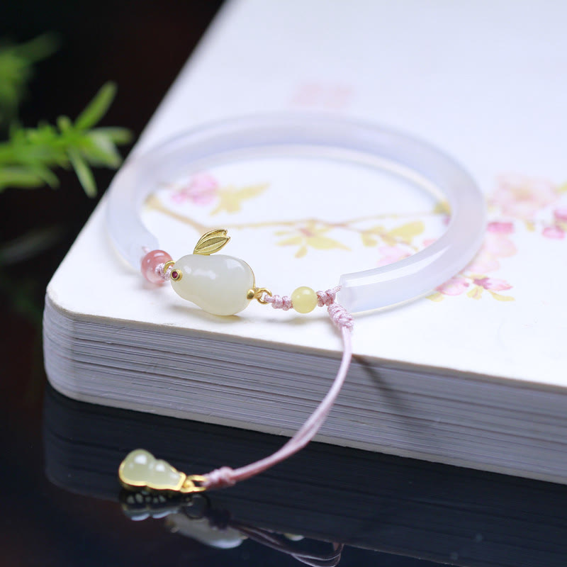 Bracelet jonc positif en jade blanc Hetian en Buddha Stones