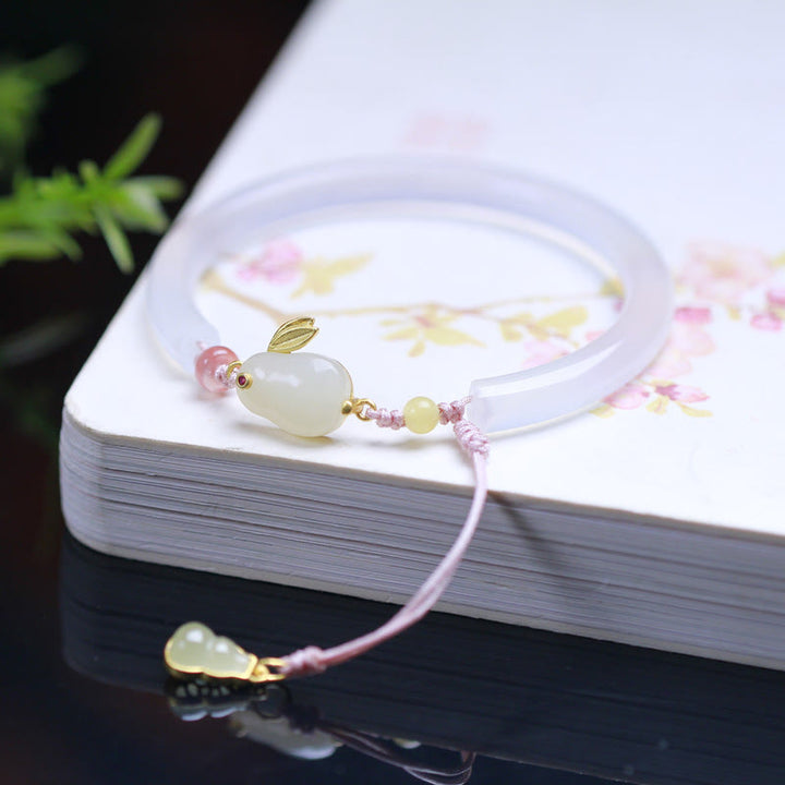 Bracelet jonc positif en jade blanc Hetian en Buddha Stones