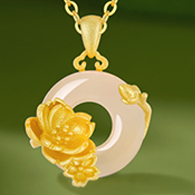 Collier avec pendentif en argent sterling 925 et Buddha Stones en calcédoine et boucle de paix - image 10