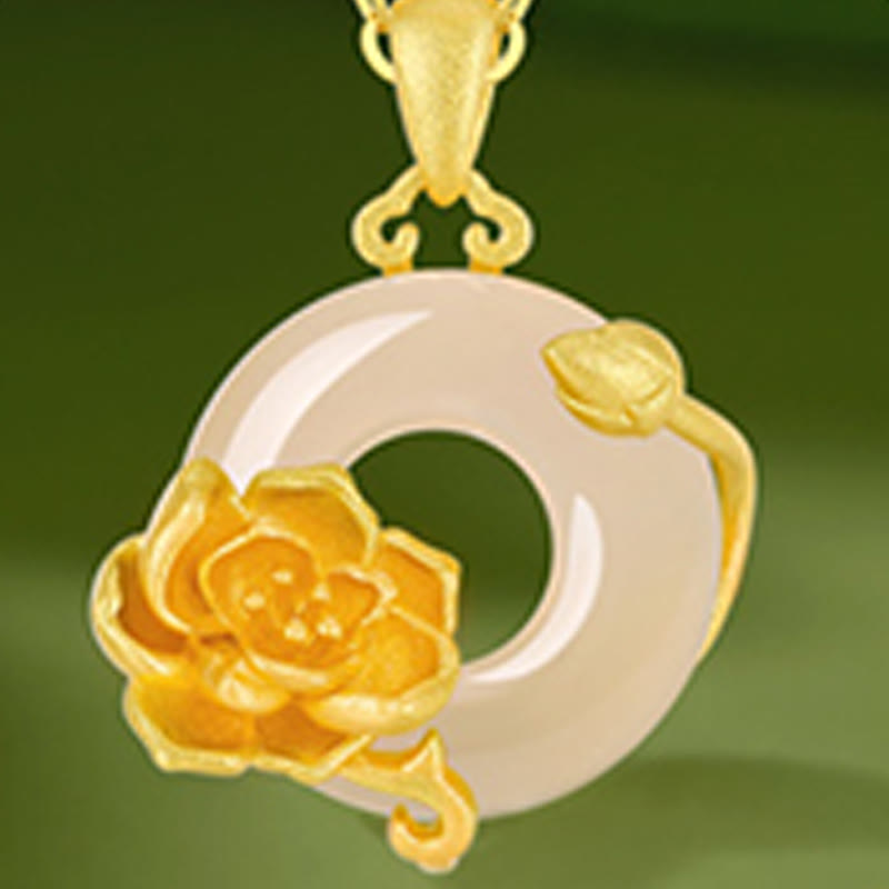 Collier avec pendentif en argent sterling 925 et Buddha Stones en calcédoine et boucle de paix - image 12