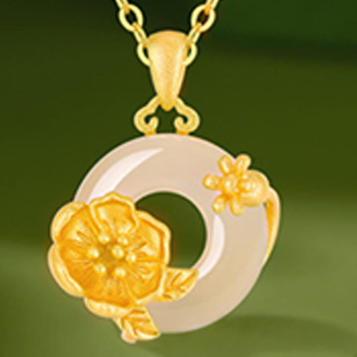 Collier avec pendentif en argent sterling 925 et Buddha Stones en calcédoine et boucle de paix