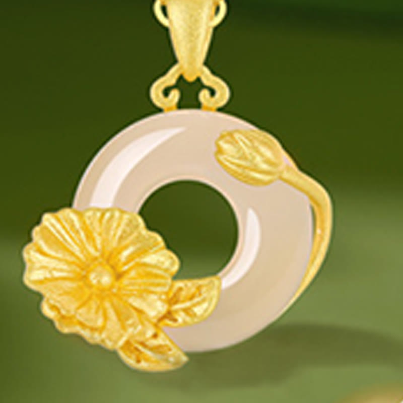 Collier avec pendentif en argent sterling 925 et Buddha Stones en calcédoine et boucle de paix - image 19