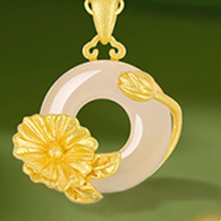 Collier avec pendentif en argent sterling 925 et Buddha Stones en calcédoine et boucle de paix - image 19