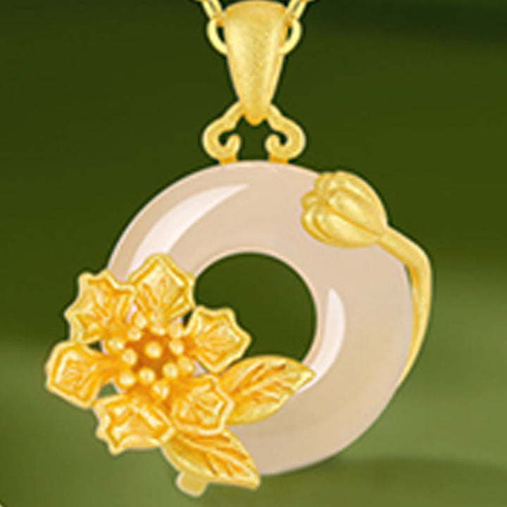 Collier avec pendentif en argent sterling 925 et Buddha Stones en calcédoine et boucle de paix - image 23