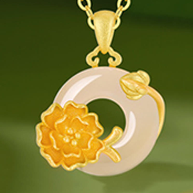 Collier avec pendentif en argent sterling 925 et Buddha Stones en calcédoine et boucle de paix - image 25