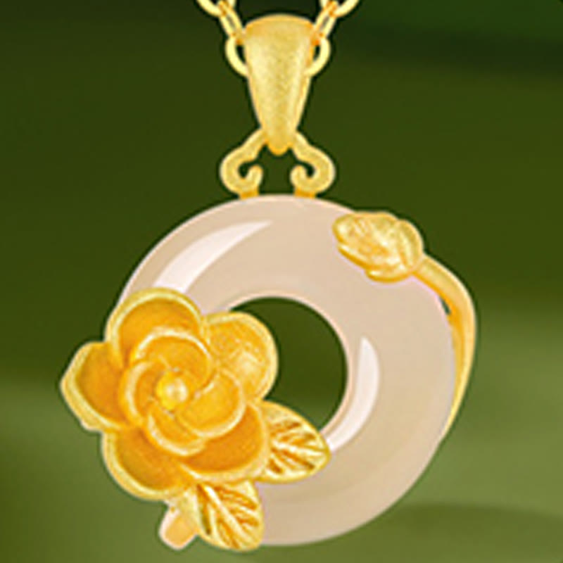 Collier avec pendentif en argent sterling 925 et Buddha Stones en calcédoine et boucle de paix - image 27