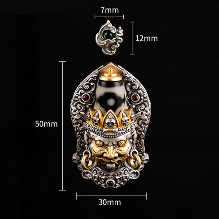 Collier pendentif en perles Dzi de la déesse de la richesse tibétaine en argent sterling 925 avec Buddha Stones