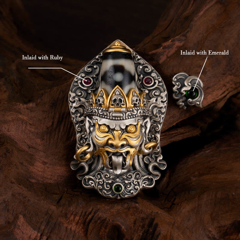 Collier pendentif en perles Dzi de la déesse de la richesse tibétaine en argent sterling 925 avec Buddha Stones - image 10