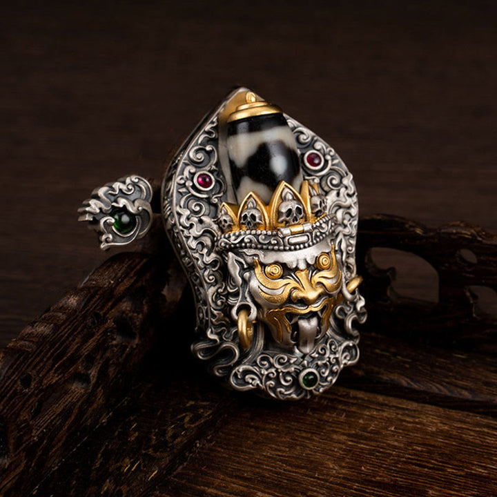 Collier pendentif en perles Dzi de la déesse de la richesse tibétaine en argent sterling 925 avec Buddha Stones - Zakiram (Pendentif uniquement) - Pendentif uniquement - image 0