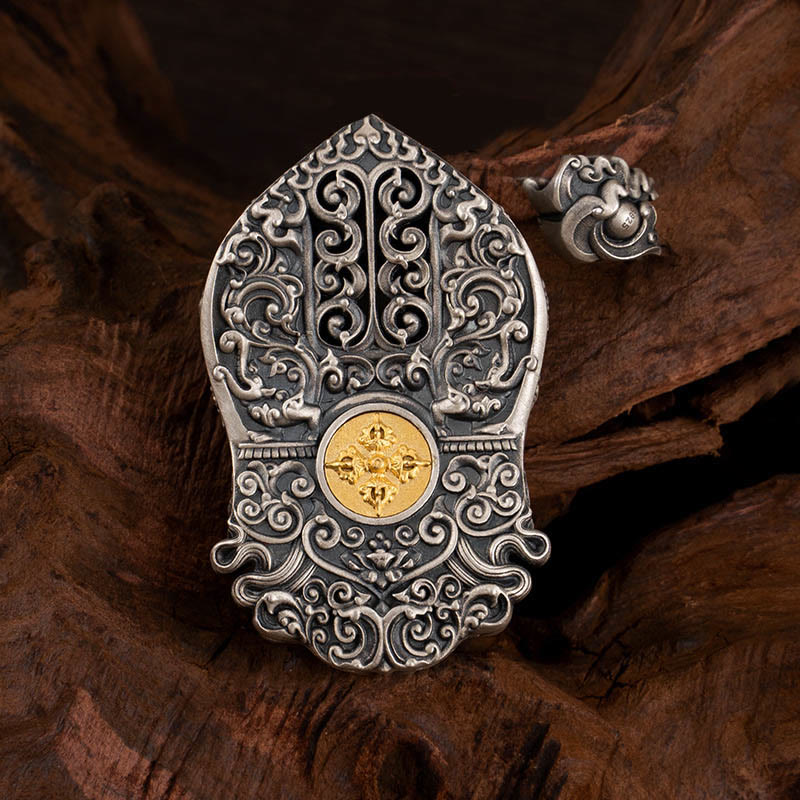 Collier pendentif en perles Dzi de la déesse de la richesse tibétaine en argent sterling 925 avec Buddha Stones