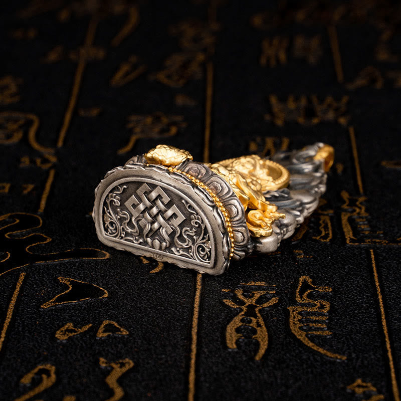 Collier pendentif en argent sterling 925 Buddha Stones et bénédiction du dieu de la richesse Jambhala jaune tibétain