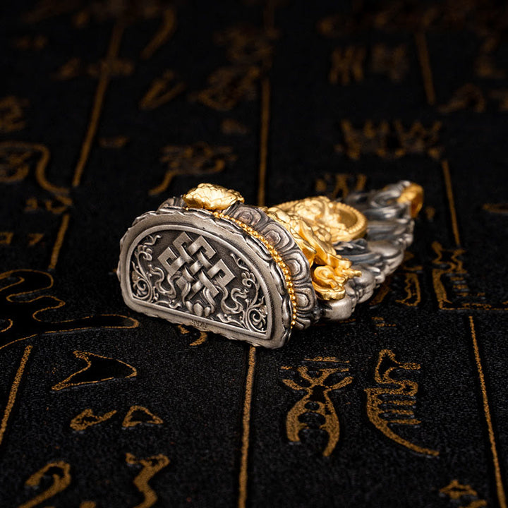 Collier pendentif en argent sterling 925 Buddha Stones et bénédiction du dieu de la richesse Jambhala jaune tibétain