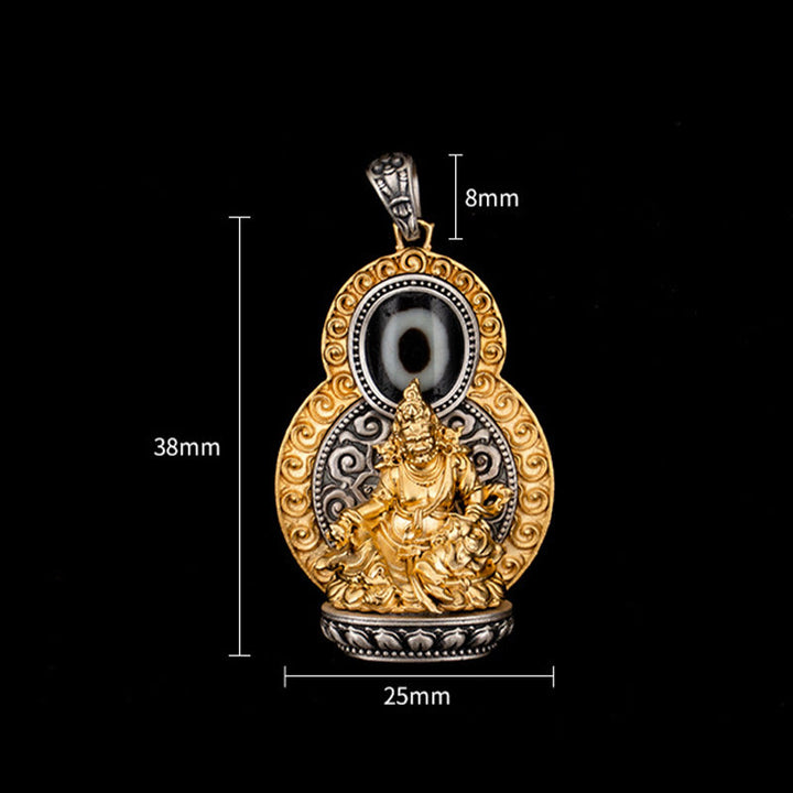 Buddha Stones 925 Argent Sterling Tibet Jaune Jambhala Dieu de la Richesse Dzi Perle Om Mani Padme Hum Bonheur Collier Pendentif - image 10