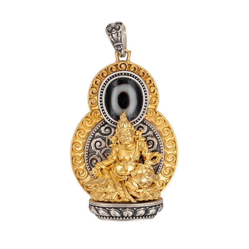 Buddha Stones 925 Argent Sterling Tibet Jaune Jambhala Dieu de la Richesse Dzi Perle Om Mani Padme Hum Bonheur Collier Pendentif - image 13
