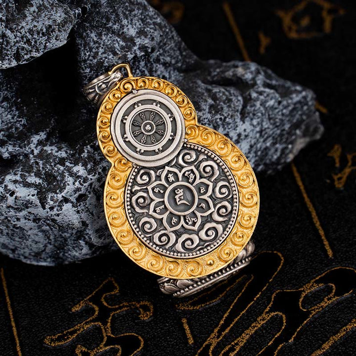 Buddha Stones 925 Argent Sterling Tibet Jaune Jambhala Dieu de la Richesse Dzi Perle Om Mani Padme Hum Bonheur Collier Pendentif - image 2