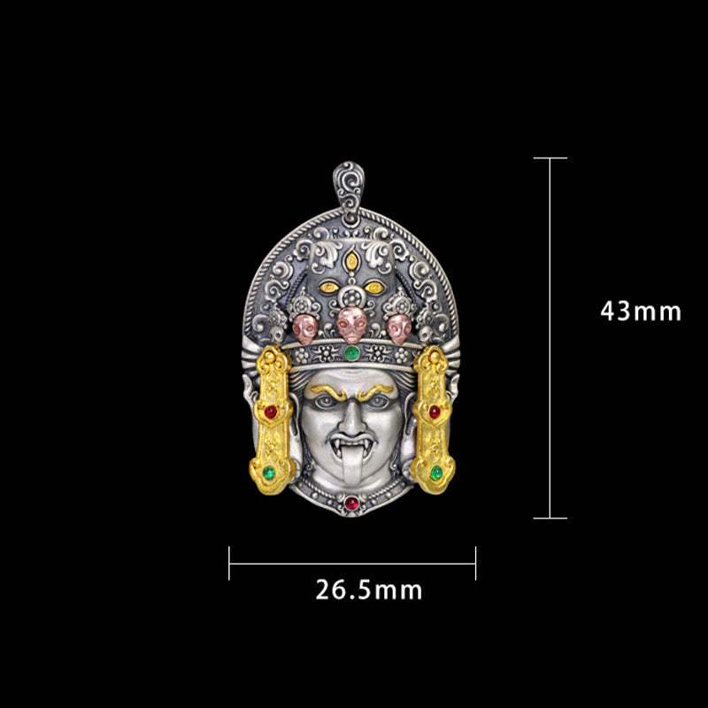 Collier pendentif tibétain en argent sterling 925 Buddha Stones , déesse de la richesse, éloigne les mauvais esprits