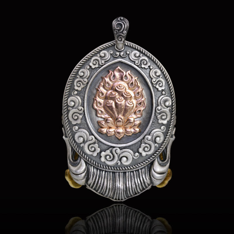 Collier pendentif tibétain en argent sterling 925 Buddha Stones , déesse de la richesse, éloigne les mauvais esprits
