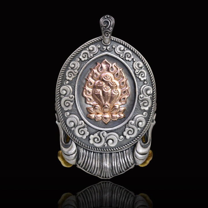 Collier pendentif tibétain en argent sterling 925 Buddha Stones , déesse de la richesse, éloigne les mauvais esprits