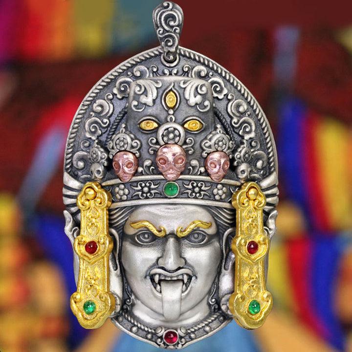 Collier pendentif tibétain en argent sterling 925 Buddha Stones , déesse de la richesse, éloigne les mauvais esprits - image 4