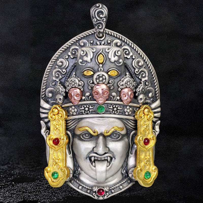 Collier pendentif tibétain en argent sterling 925 Buddha Stones , déesse de la richesse, éloigne les mauvais esprits