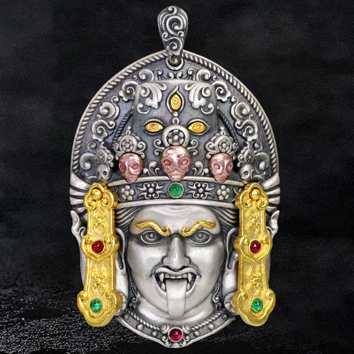 Collier pendentif tibétain en argent sterling 925 Buddha Stones , déesse de la richesse, éloigne les mauvais esprits