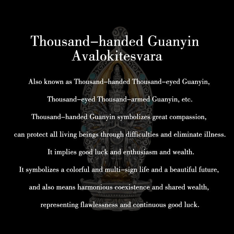 Collier pendentif de richesse Avalokiteśvara Guanyin Kwan Yin à mille bras en argent sterling 925 avec Buddha Stones - image 10