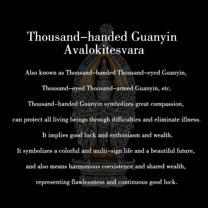 Collier pendentif de richesse Avalokiteśvara Guanyin Kwan Yin à mille bras en argent sterling 925 avec Buddha Stones - image 10