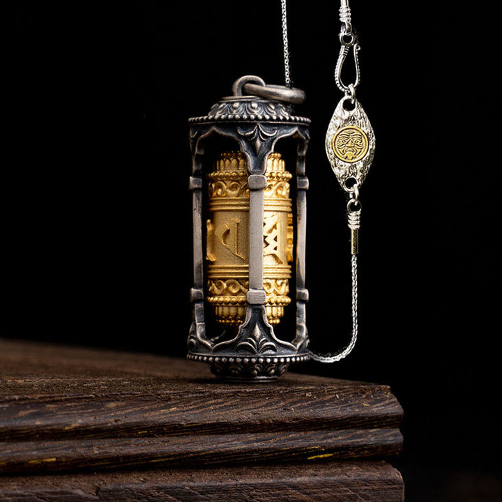 Buddha Stones en argent sterling 925 avec roue de prière tibétaine et pierres de Bouddha Om Mani Padme Hum - Moulin à prières et chaîne en cuivre Zakiram de 50 cm - image 16