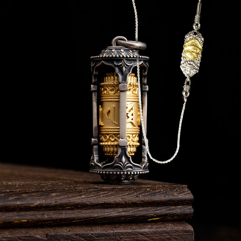 Buddha Stones en argent sterling 925 avec roue de prière tibétaine et pierres de Bouddha Om Mani Padme Hum - Moulin à prières et chaîne en cuivre de 52 cm « Le Seigneur de la Forêt des Cadavres » - image 20