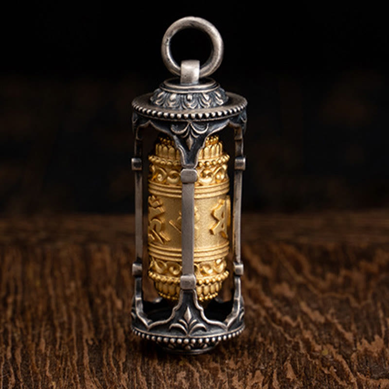 Buddha Stones en argent sterling 925 avec roue de prière tibétaine et pierres de Bouddha Om Mani Padme Hum - image 2