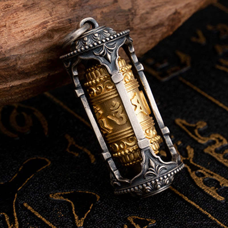 Buddha Stones en argent sterling 925 avec roue de prière tibétaine et pierres de Bouddha Om Mani Padme Hum - image 3
