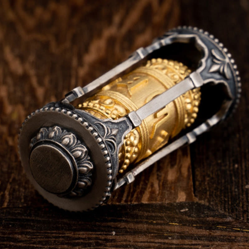 Buddha Stones en argent sterling 925 avec roue de prière tibétaine et pierres de Bouddha Om Mani Padme Hum - image 3