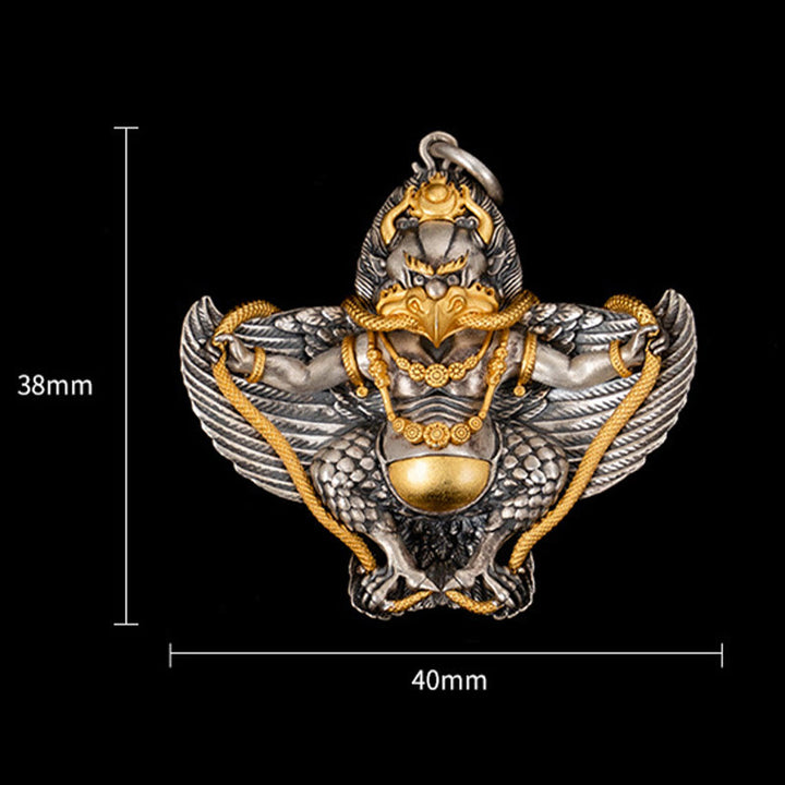 Collier pendentif de sagesse tibétain Garuda Bird en argent sterling 925 Buddha Stones - image 9