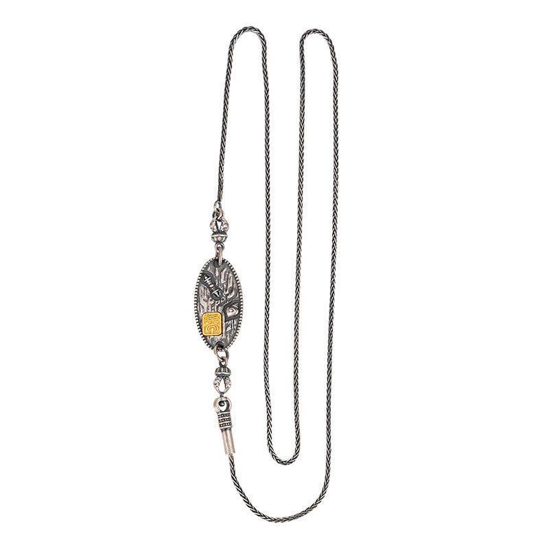 Collier en chaîne métallique de protection en argent sterling 925 avec Buddha Stones Zakiram tibétain déesse de la richesse Bodhisattva Tara Om Mani Padme Hum - Chaîne Zakiram 49 cm - image 3