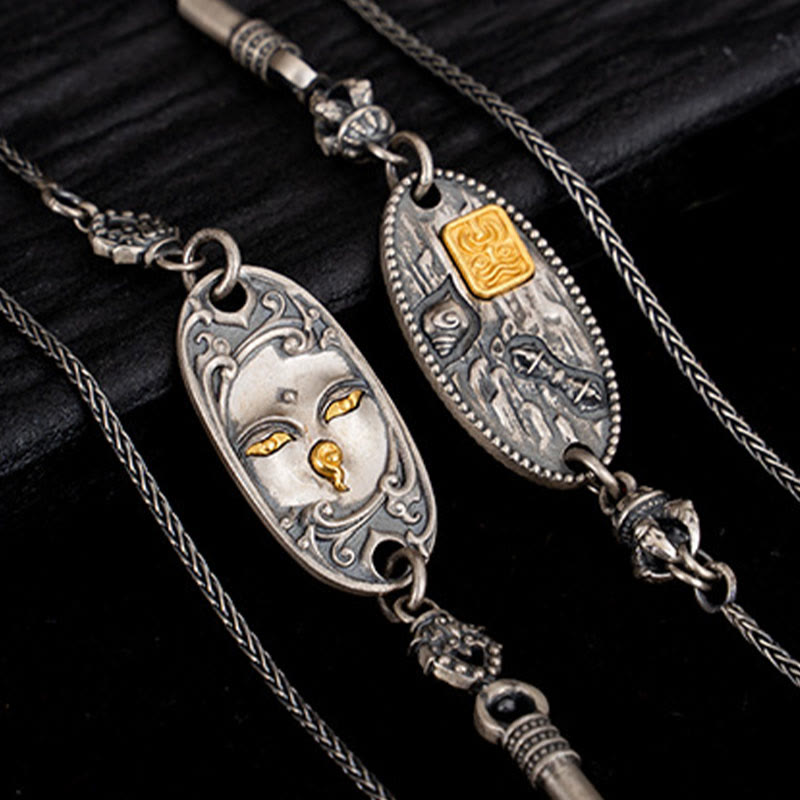 Collier en chaîne métallique de protection en argent sterling 925 avec Buddha Stones Zakiram tibétain déesse de la richesse Bodhisattva Tara Om Mani Padme Hum - image 10