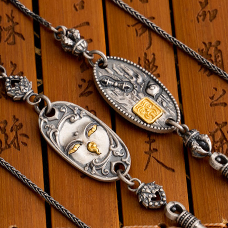 Collier en chaîne métallique de protection en argent sterling 925 avec Buddha Stones Zakiram tibétain déesse de la richesse Bodhisattva Tara Om Mani Padme Hum - image 12