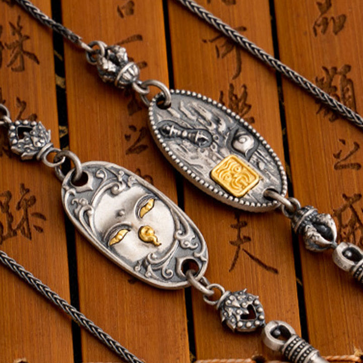 Collier en chaîne métallique de protection en argent sterling 925 avec Buddha Stones Zakiram tibétain déesse de la richesse Bodhisattva Tara Om Mani Padme Hum - image 11