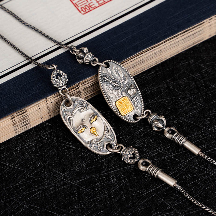 Collier en chaîne métallique de protection en argent sterling 925 avec Buddha Stones Zakiram tibétain déesse de la richesse Bodhisattva Tara Om Mani Padme Hum - image 8