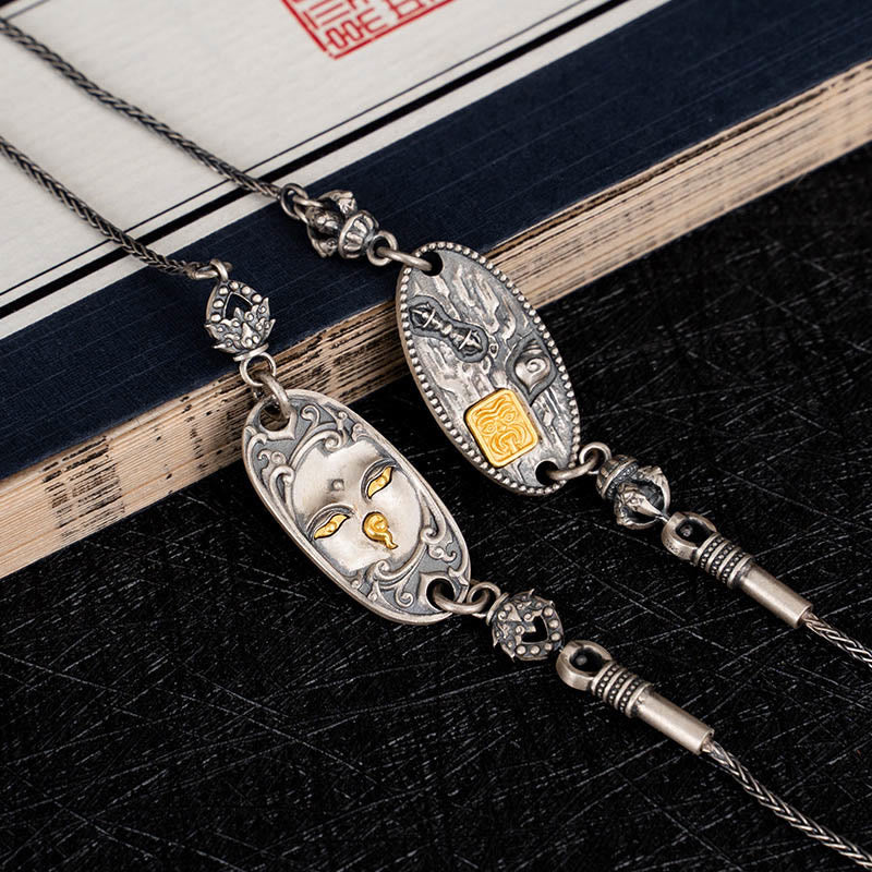 Collier en chaîne métallique de protection en argent sterling 925 avec Buddha Stones Zakiram tibétain déesse de la richesse Bodhisattva Tara Om Mani Padme Hum - image 9