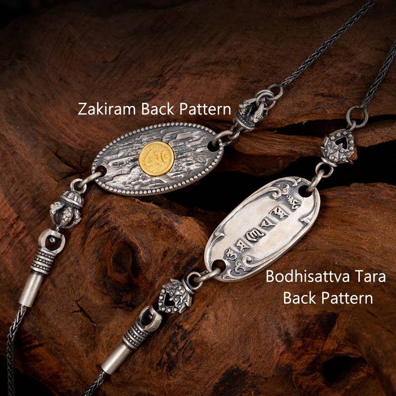 Collier en chaîne métallique de protection en argent sterling 925 avec Buddha Stones Zakiram tibétain déesse de la richesse Bodhisattva Tara Om Mani Padme Hum - image 9