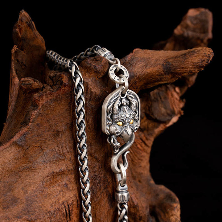 Collier en argent sterling 925 avec Buddha Stones et oiseau tibétain Garuda