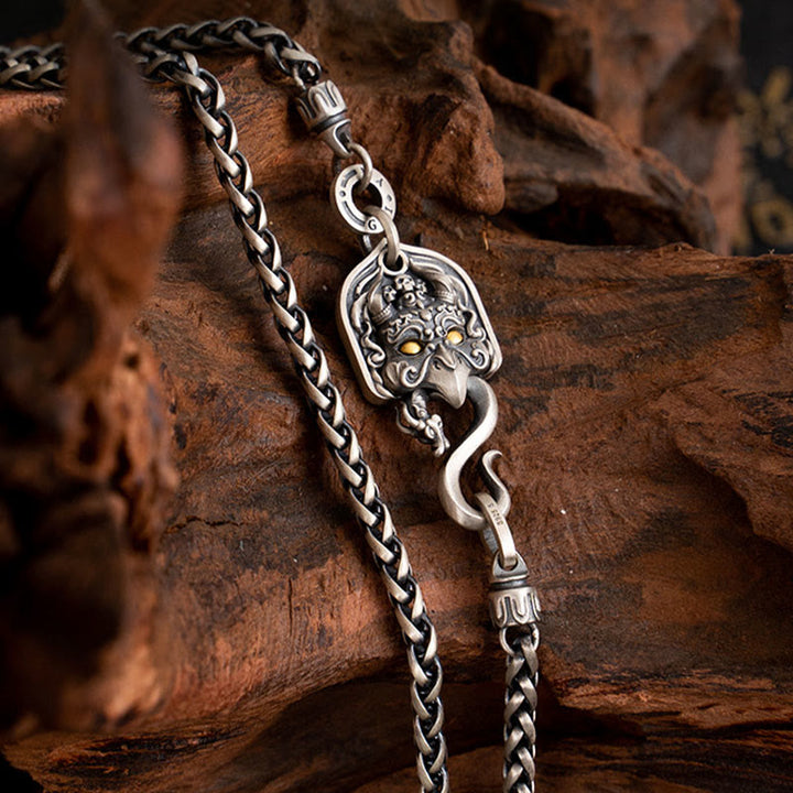Collier en argent sterling 925 avec Buddha Stones et oiseau tibétain Garuda