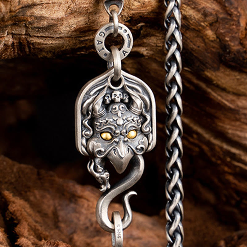 Collier en argent sterling 925 avec Buddha Stones et oiseau tibétain Garuda