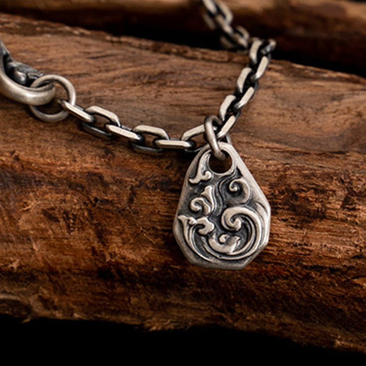 Collier en chaîne en métal avec bénédiction Vajra Dorje en argent sterling 925 avec Buddha Stones et déesse de la richesse Zakiram blanc tibétain