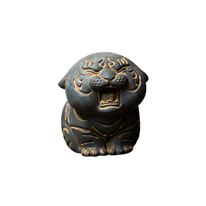 Statue de Buddha Stones en résine moulée en poudre de fer et rouille en forme de tigre mignon, décoration de la maison