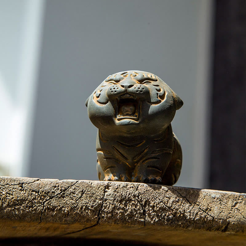 Statue de Buddha Stones en résine moulée en poudre de fer et rouille en forme de tigre mignon, décoration de la maison - image 2