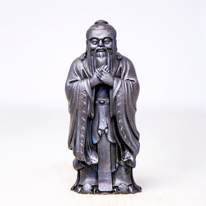 Statue de Buddha Stones faite à la main en poudre de fer Confucius en résine coulée rouillée Décoration de la maison