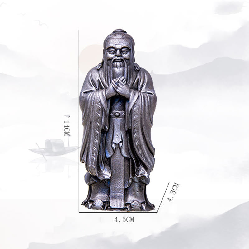 Statue de Buddha Stones faite à la main en poudre de fer Confucius en résine coulée rouillée Décoration de la maison